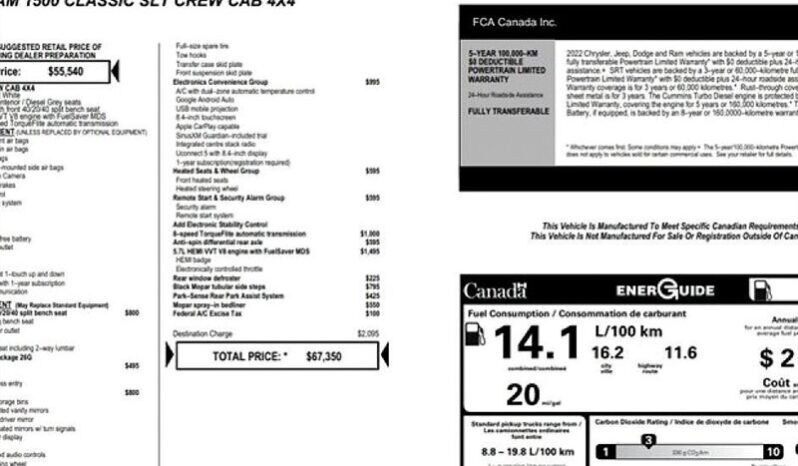 
								2022 RAM 1500 SLT full									