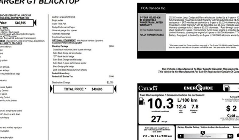 
								2023 Dodge Charger GT Blacktop full									