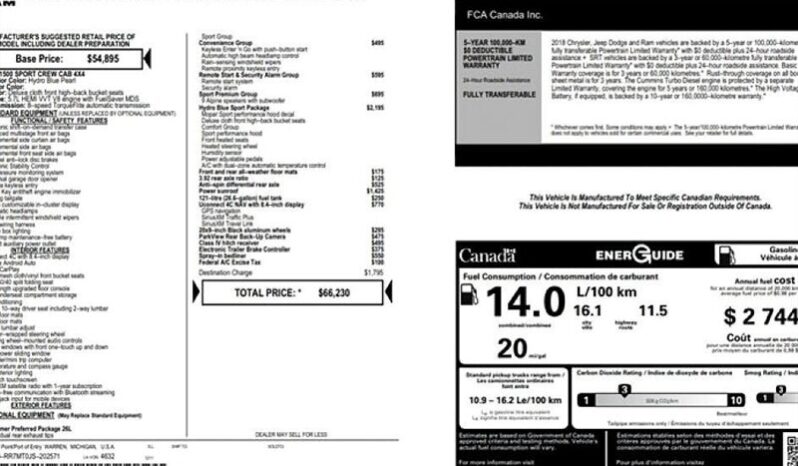 
								2018 RAM 1500 Sport full									